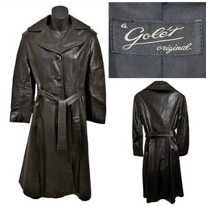 Vintage Golet Leather Coat Womens 6‎ Brown Black Mid Century 50s 60s Gole't